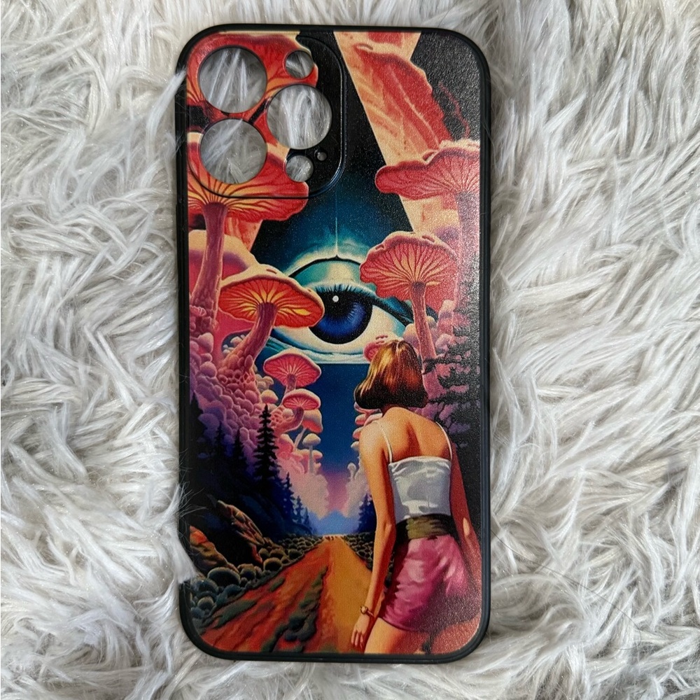 Mushroom Phone Case with Eye Design - Multicolor